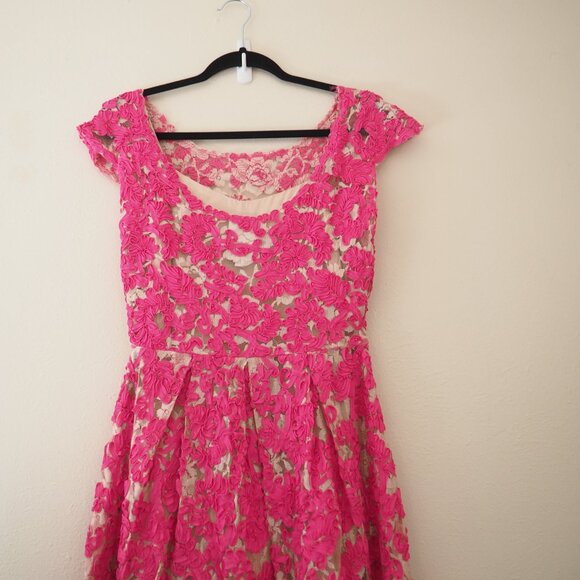 Anthropologie Yoana Baraschi Pink Jardim Lace Dress sz 6 - Picture 7 of 8